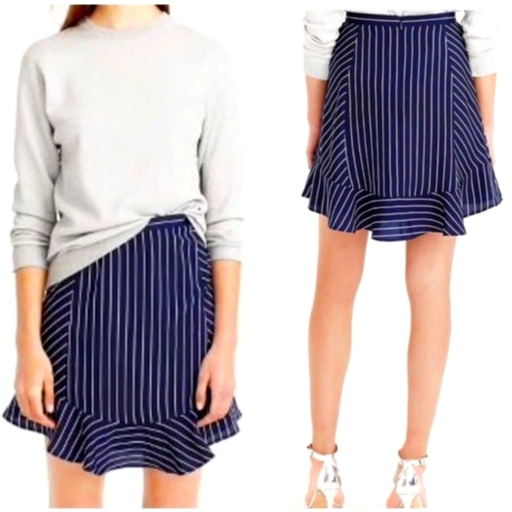 J. Crew pinstripe blue flowy skirt - Picture 1 of 6